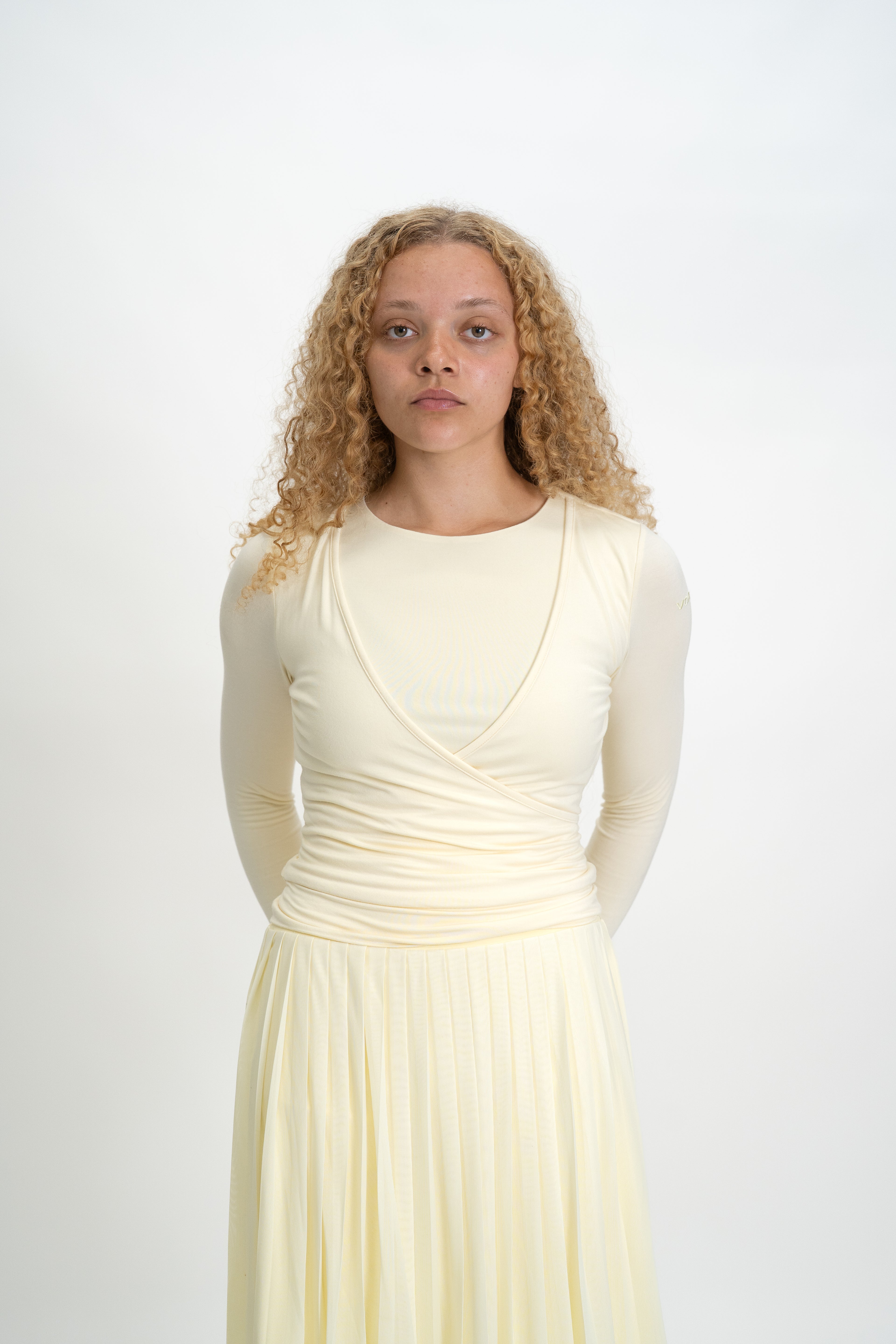 VORA♥︎𝒥𝑜𝒶𝓃𝒶 "Pastel Yellow" Wrap Shirt